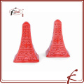 The Eiffel Tower decorative red glaze ceramic Salt and Pepper Shaker